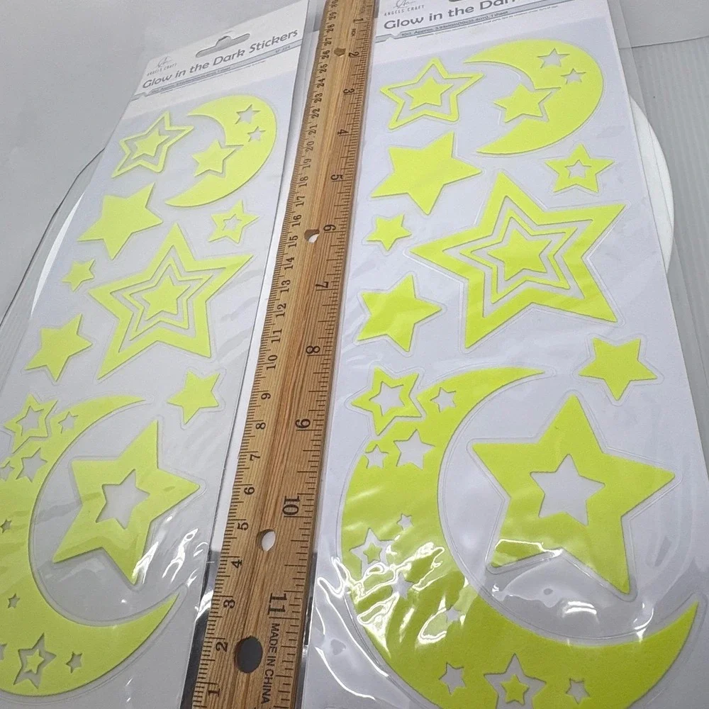Angels Craft Glow in the Dark Stickers Moon and Stars SF-224 2‎ Pack Celestial